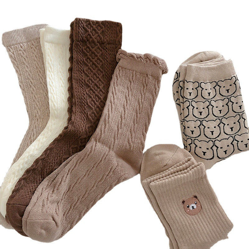Female Middle Tube Cartoon Literature And Art College Wind Pile Pile Socks