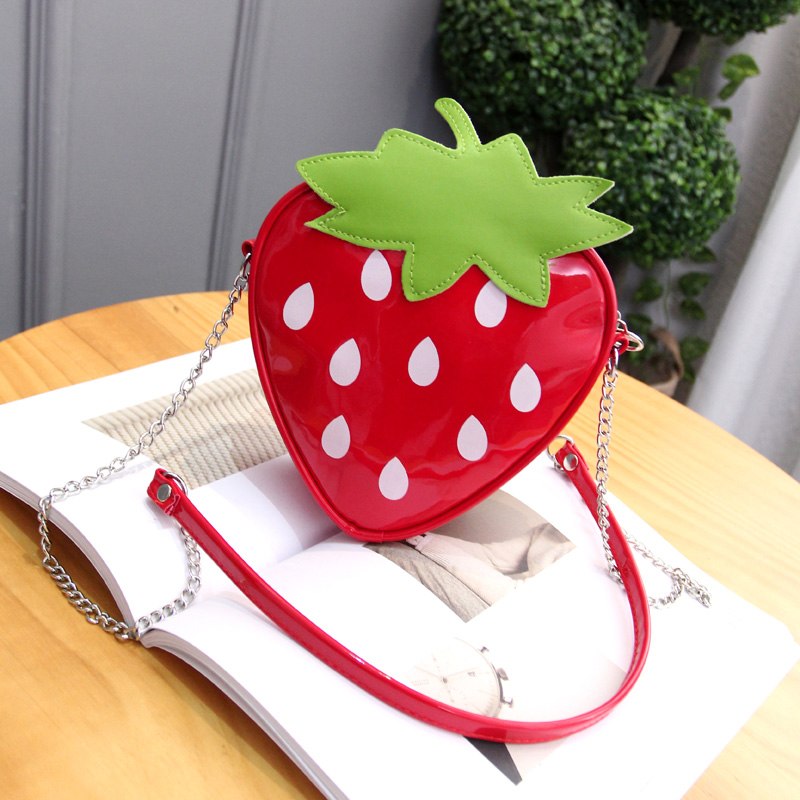 summer new female bag PU leather women bag cute fruit packet chain Shoulder Messenger Bag orange watermelon Strawberry bag