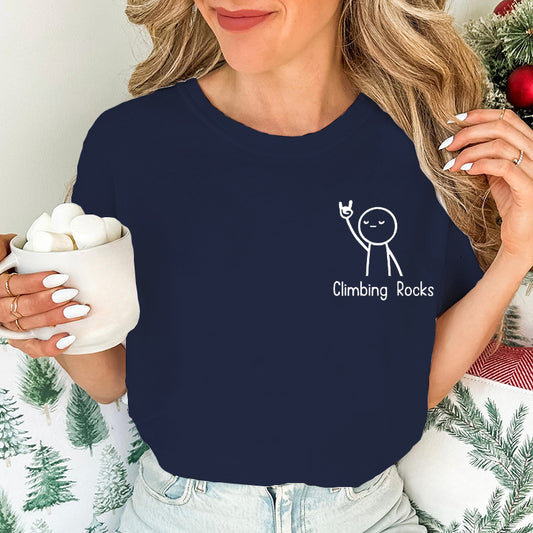 Climbing-Print T-Shirt Casual Short-Sleeve Top