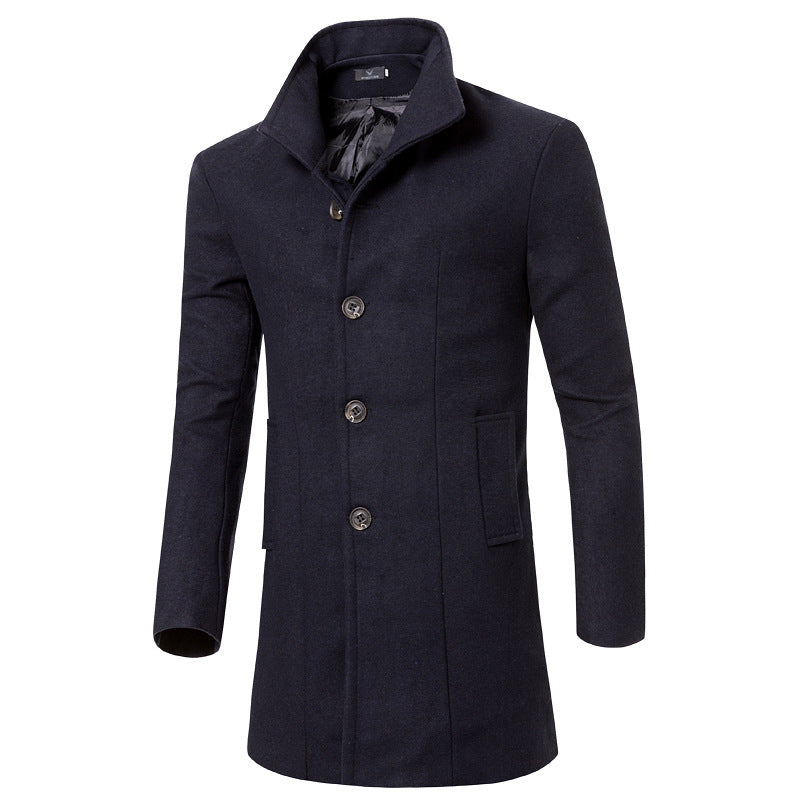 Men's Mid-length Wool Coat Trench