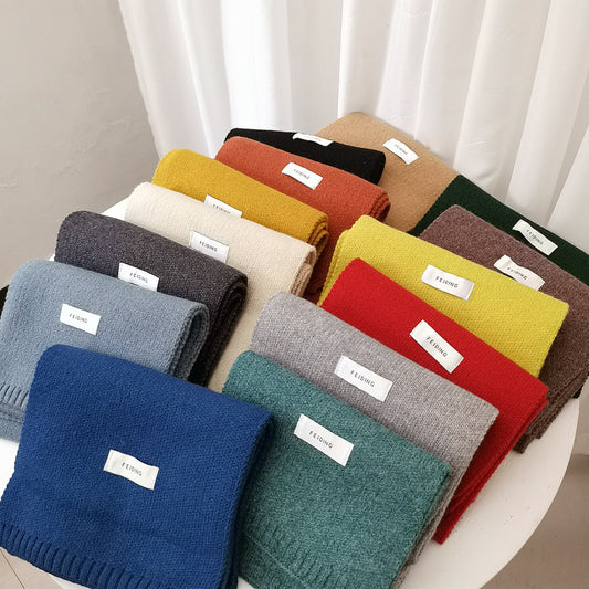 Women's Fashion Solid Color Versatile Fashion Student Knitted Scarf
