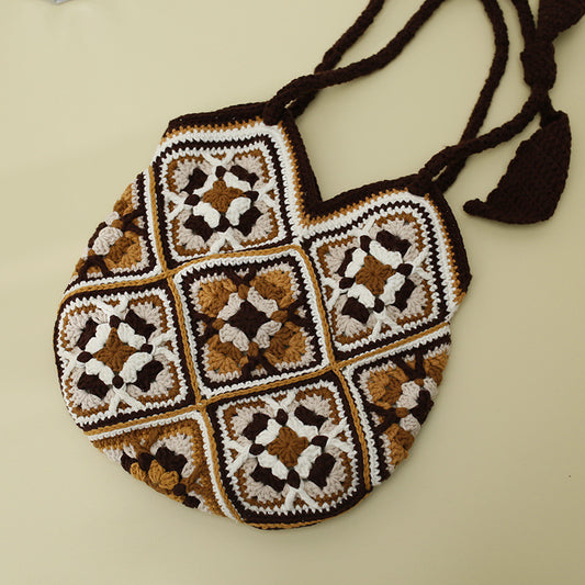 Ethnic Style Grandmother Plaid Shoulder Bag