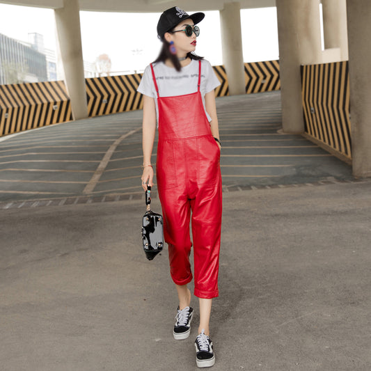 Leather leather suspenders for women