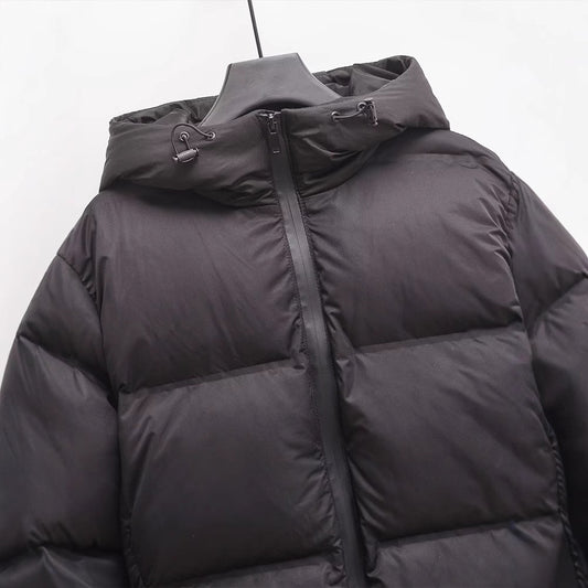 Simple Hooded Long Sleeve Zipper Pocket Protective Jacket Coat For Women