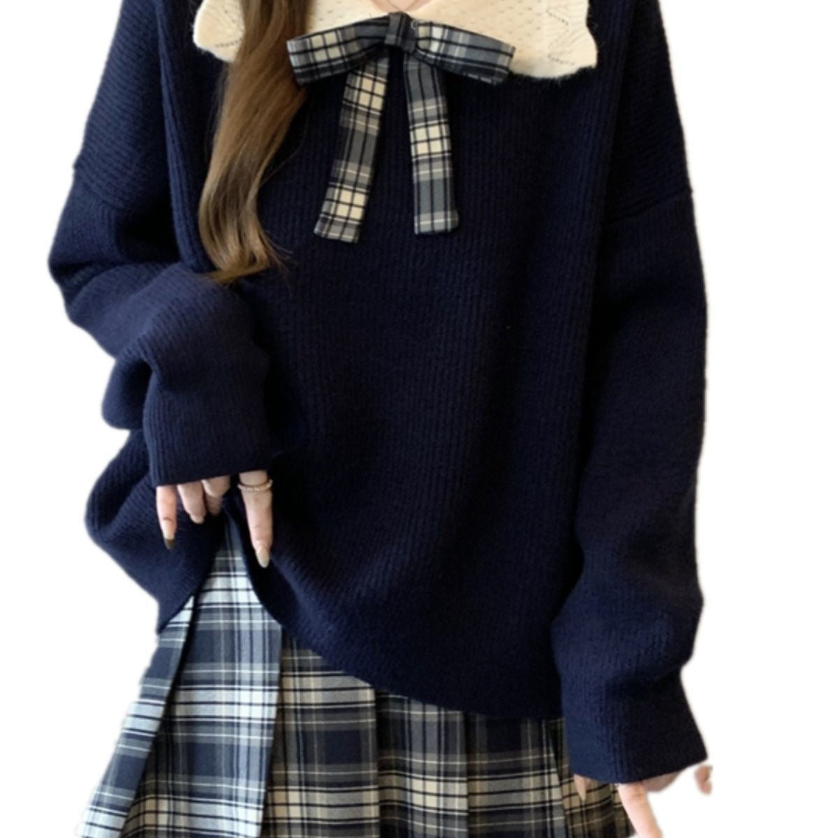 Doll Collar Knitted Sweater Women's Short Warm