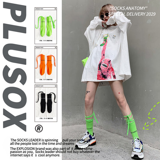Autumn And Winter Cross Strap Socks Female Ins Eye-catching Fashion