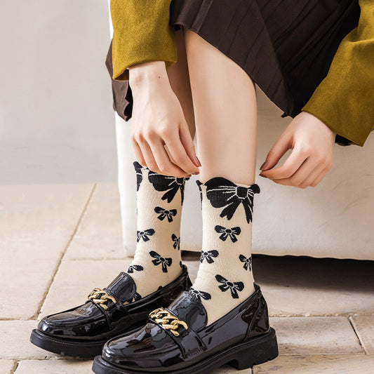 Black Women's Tube Socks Pure Cotton