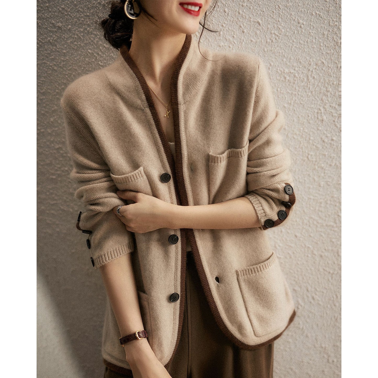 Cardigan til kvinder Strikket Overtøj Sweater Koreansk Stil