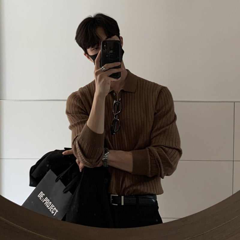 Lapel Sweater Men's Long Sleeve Knitted