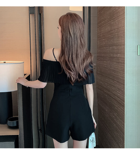 Sling Ruffled One-shoulder Women's Small Jumpsuit