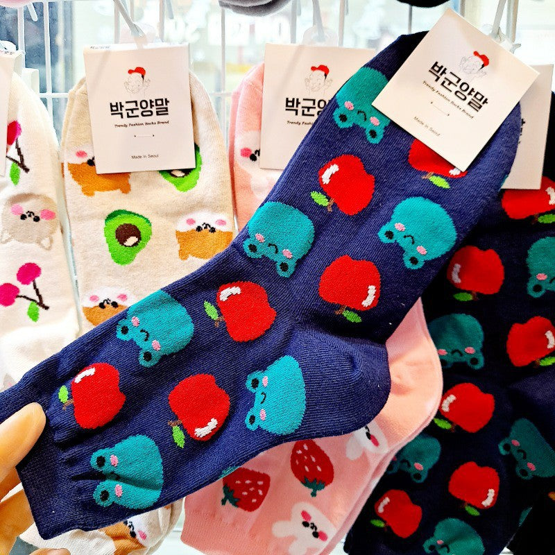 Medium Socks Little Bear Avocado Girls