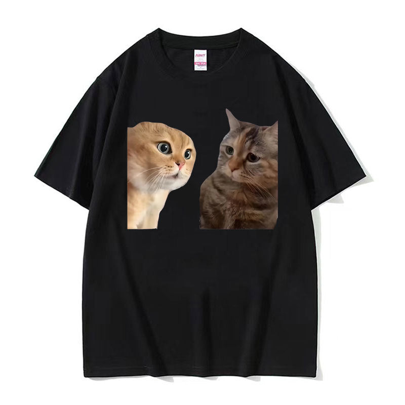 Funny Printed T-shirt Men And Women Fashion Round Neck Loose Short Sleeves