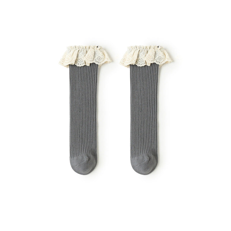 Girls' Heelless Socks Lace In Autumn And Winter
