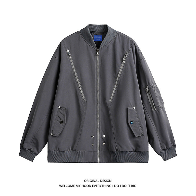 American Pilot Jacket Men's Autumn Fashion Brand Loose Black Advanced