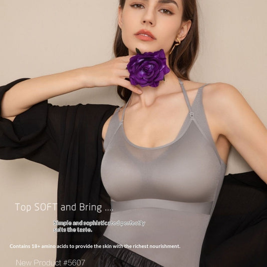 Neck Hanging Sports Vest For Women Satin Antibacterial Strapless With Built In Bra Padswear It As An Outer Layer