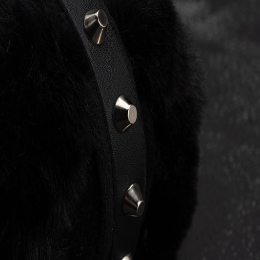 Faux Fur Rivets Headband Earmuffs Autumn And Winter Warmth