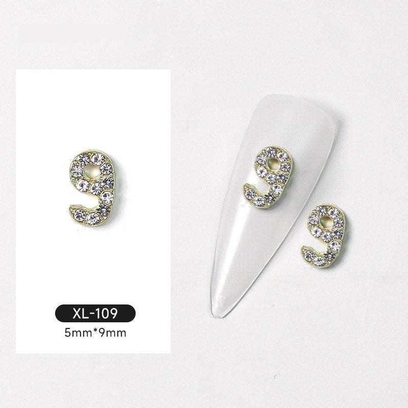 3D Digital Explosion Gold Nail Jewelry Diamond Accessories