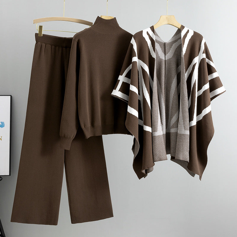 Casual Suit Women's Idle Style Knitwear Three-piece Set