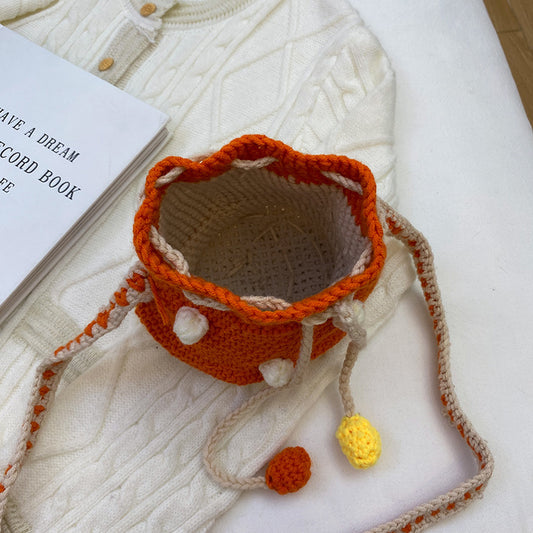 New Handwoven Woolen Cute Mushroom Crossbody Bag