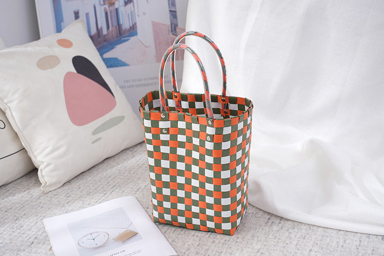 Women's Fashion Diagonal Basket Woven Bag