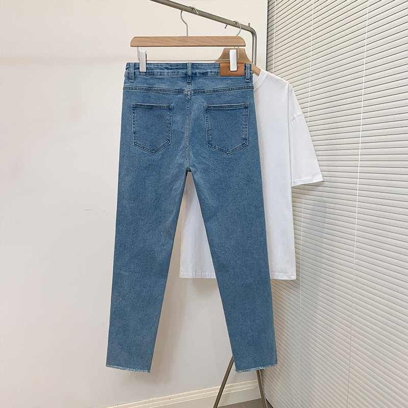 Jeans Summer New Trend Blue Washed Long Pants For Men