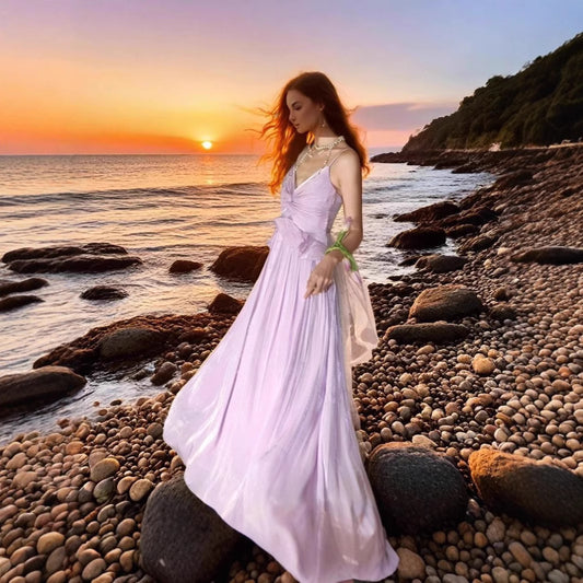 Slimming Niche-design Beach Dress For Seaside Vacations