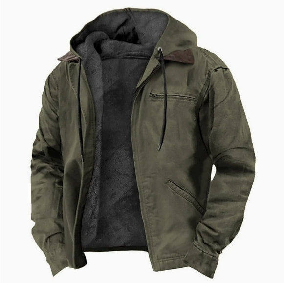 Casual Men's Fleece-lined Zip Pocket Jacket