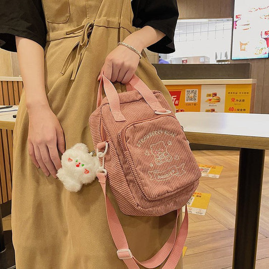 Soft Girl Cute Corduroy Hand Shoulder Bag