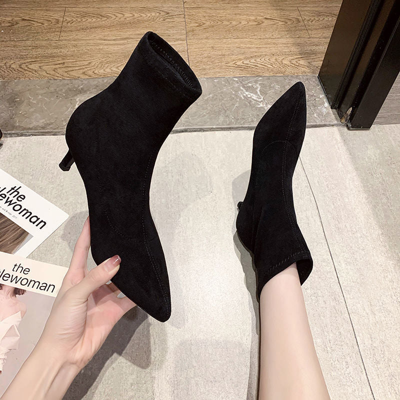 Womens Spring Autumn Stiletto Mid-Calf Boots