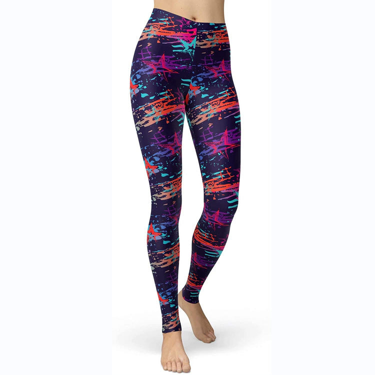 Multi-color Printing Slim Fit Hip Raise Slimming Plus Size Running Yoga Fitness Leggings