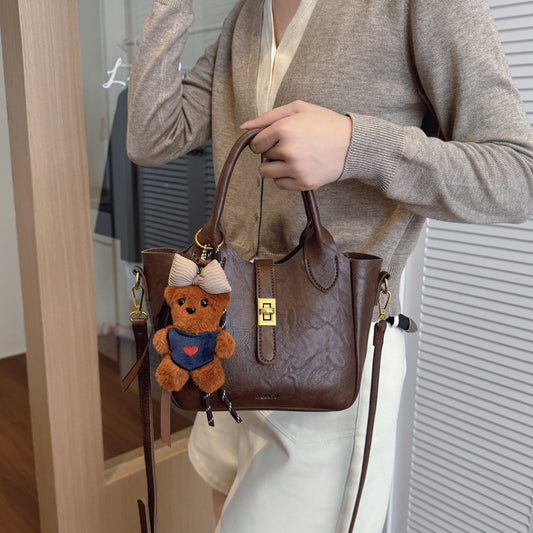 Light Luxury Hand-held Bucket High-end Sense Shoulder Crossbody Bag