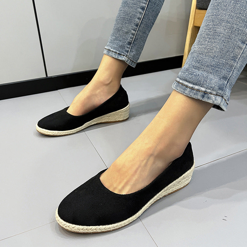 Spring New Wedge Round Toe Hemp Rope Pumps Women
