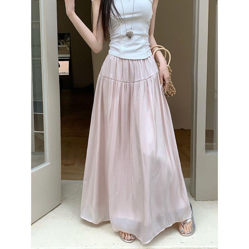 High Waist Slimming Draping Large Swing Skirt