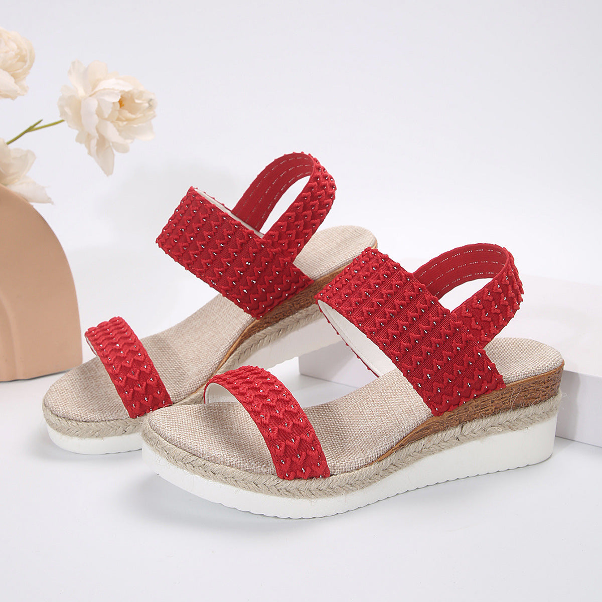 Sommer Kilehæl Sandaler Til Kvinder Peep-toe Sko Til Kvinder
