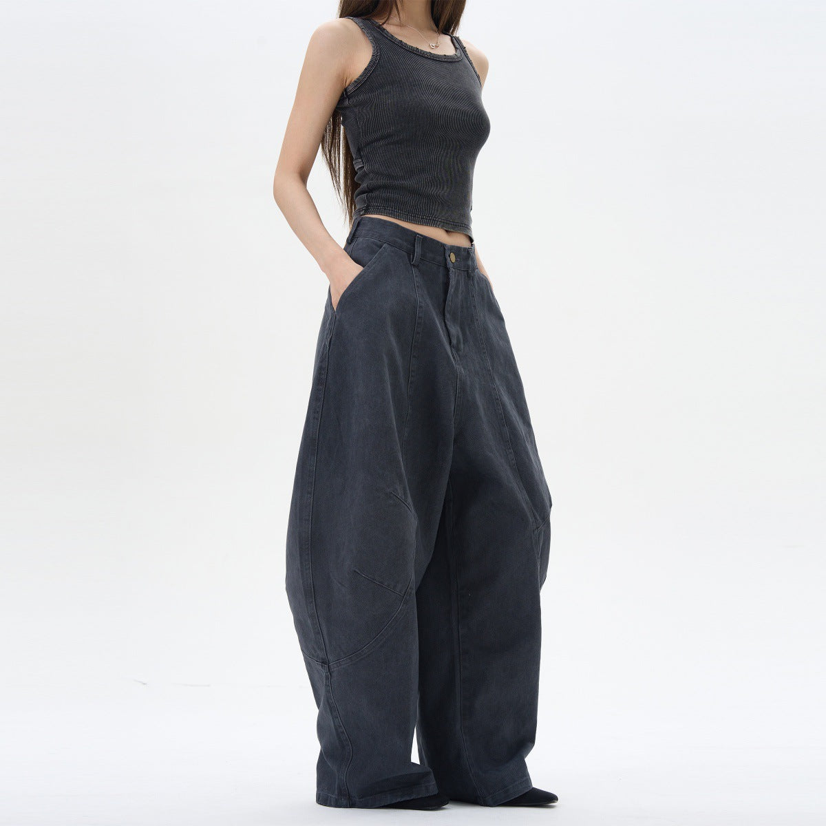 Green Brown Loose Matchet Pants Men And Women