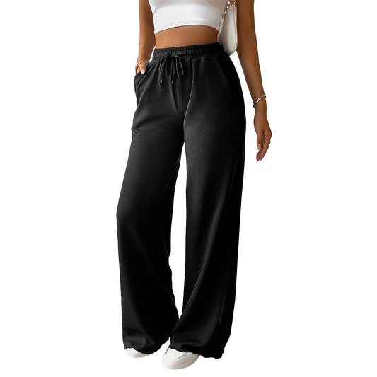 Women's Fashion Loose Casual Solid Color Wide Leg Trousers