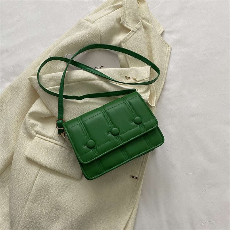 Enkel Skuldertaske Crossbody Ensfarvet Casual Taske med Pressede Linjer Lille Firkantet Taske