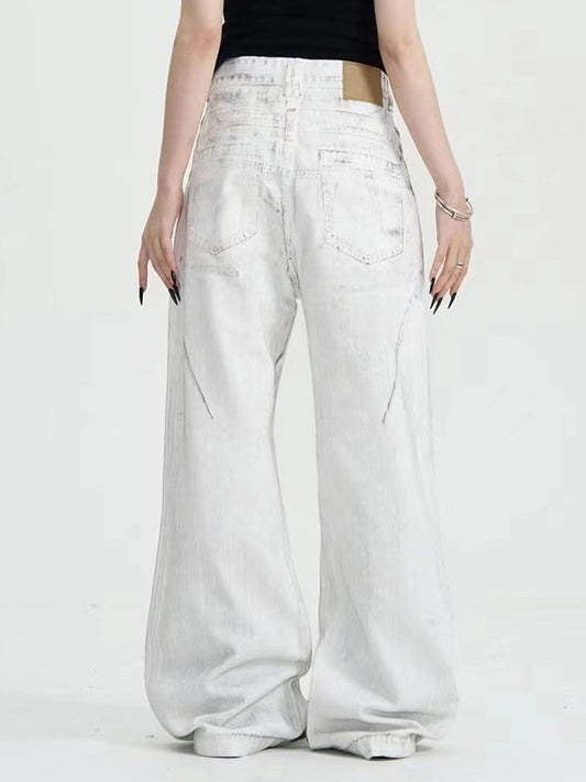 White Dirty Pants Mopping Suit Pants