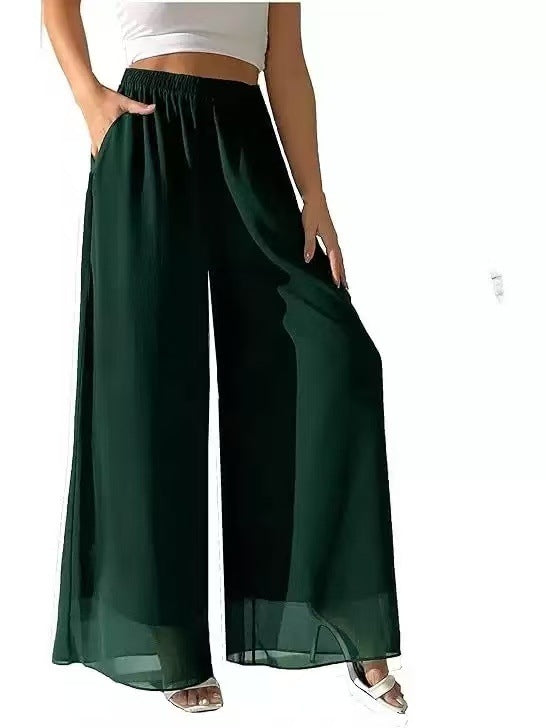 Casual Chiffon Wide-leg Pants A Trendy Loose-fitting Must-have Style For Laid-back Looks