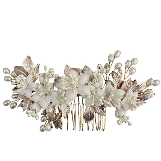 Wedding Bride Handmade Pearl Comb Flower Headwear