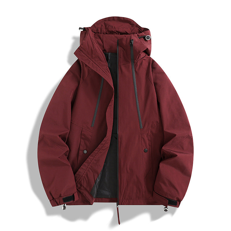 Mens SpringAutumn Outdoor Windproof And Waterproof Loose Casual Color-Block Bomber Jacket For Couples