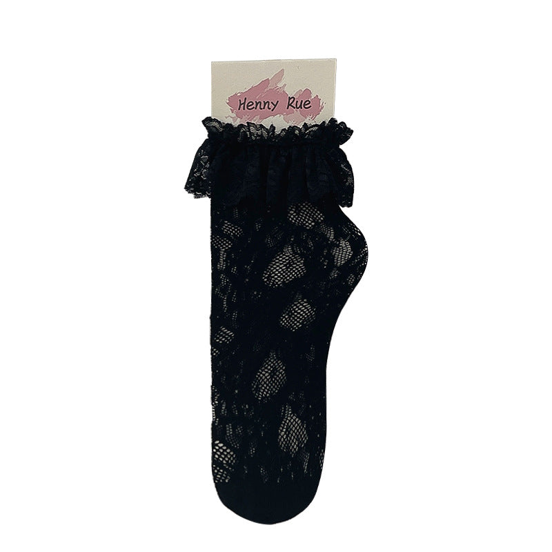 Fashion Simple Hollow Mesh Lace Women's Socks