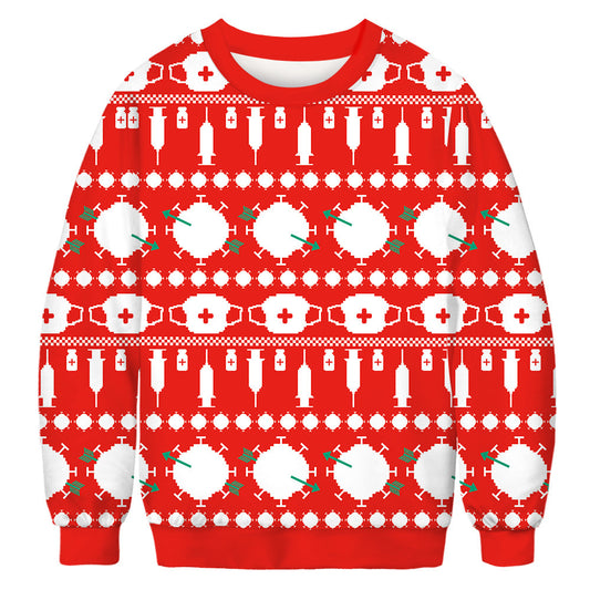 Digital Printing Women's Casual Tide Brand Round Neck Sweater Autumn Couple Pullover