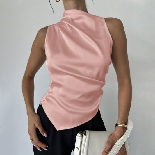 Womens Summer Satin Shirt Minimalist Design