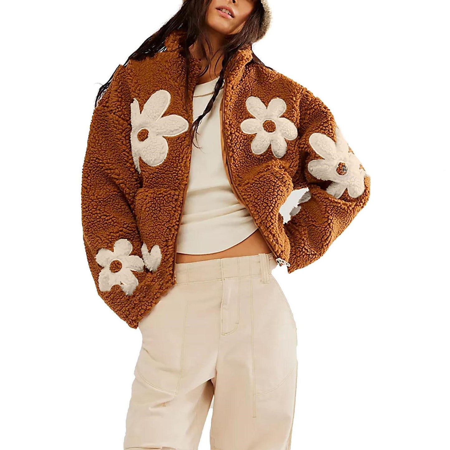 Loose And Idle Lamb Wool Casual Coat For Women