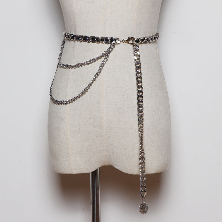Korean Version Of All-match Waist Rope Metal Braided Waist Chain Female Thin Belt Decoration