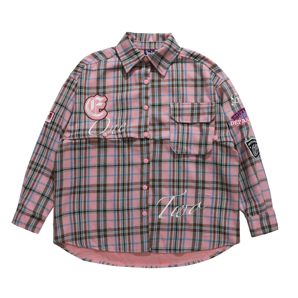 Fashion Brand Plaid Long Sleeve Shirt Coat