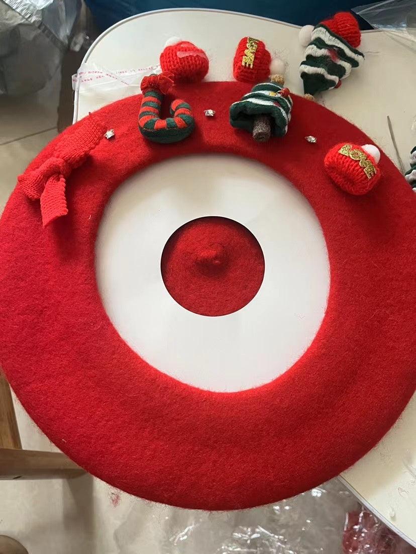 Christmas Atmosphere Beret Children's Autumn And Winter Sweet Wool