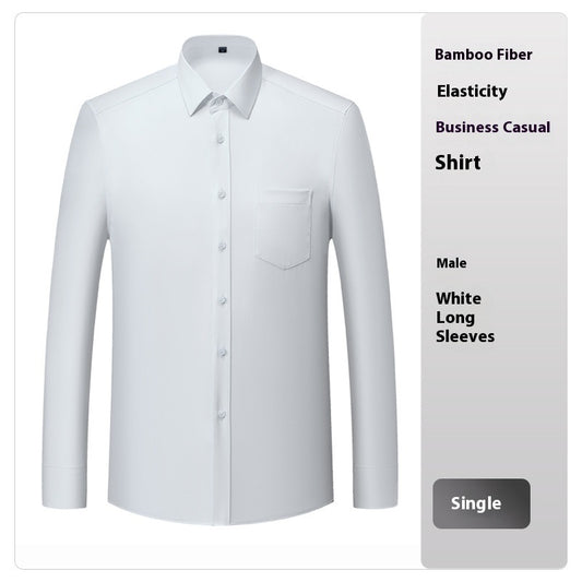 Bamboo Fiber White Shirt Men's Professional Short Sleeve