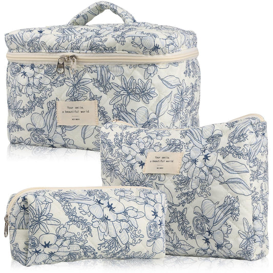 Small Floral Storage Portable Cosmetic Bag Large Capacity